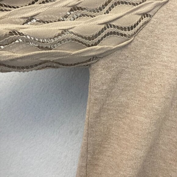 Sioni Milano Lace Balloon Sleeve Knit Sweater Top Womens Large L Tan Neutral - Picture 11 of 12